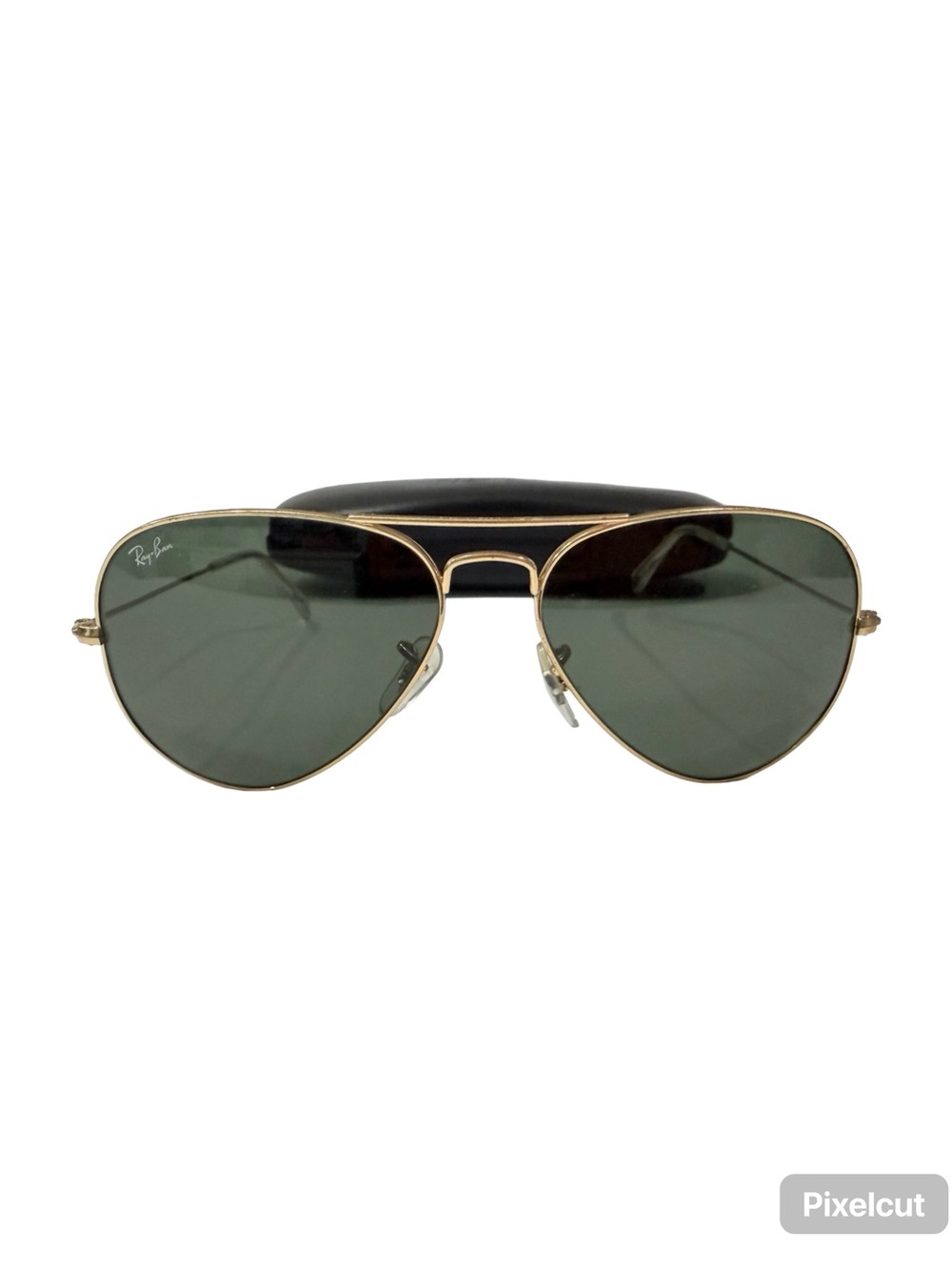 Ray-Ban Gold Frame Sunglasses with Clear Nose Pads